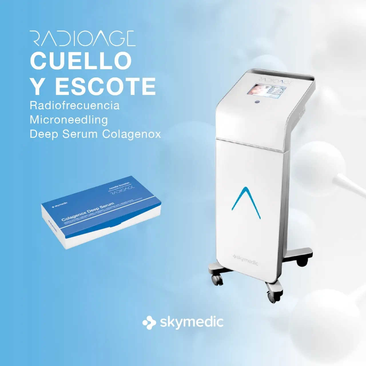 Radioage device for fractional radiofrequency at Clínica Bajo, specialists in advanced aesthetics in Los Cristianos, Tenerife.