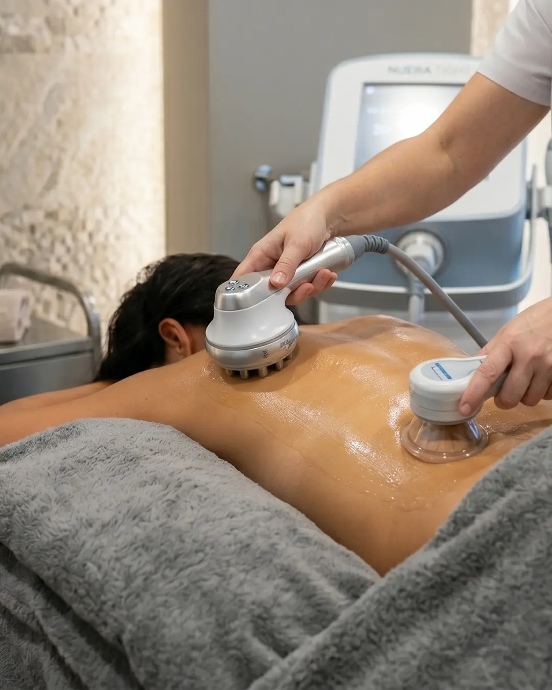 Clínica de medicina estética en Los Cristianos, Tenerife realizando un tratamiento corporal